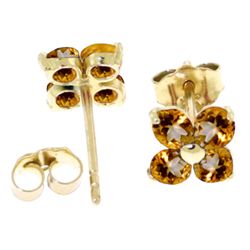 14k Yellow Gold 1.15ct Citrine Flower Earrings