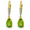 Image 1 : 14 YG 3.0ct Peridot & Diamond Leverback Earrings