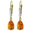 Image 1 : 14 YG 3.0ct Citrine & Diamond Leverback Earrings