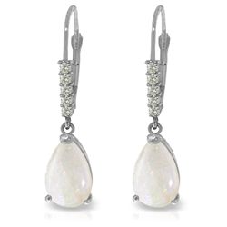 14k White Gold 1.55ct Opal & Diamond Leverback Earrings