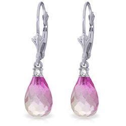 14k WG 4.50ct Pink Topaz with Diamond Accent Earrings