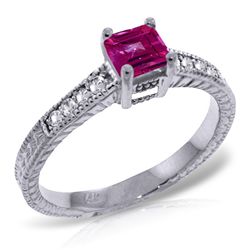 14K White Gold .50ct Pink Topaz & Diamond Ring