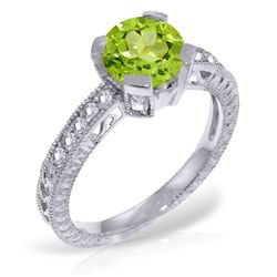14k WG 1.50ct Peridot & Diamond Engagement Ring