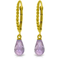 14k Solid Gold 3.0ct Amethyst Earrings