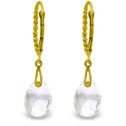 14k Solid Gold 6.0ct White Topaz Earrings