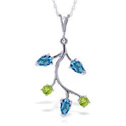 14k Solid Gold Blue Topaz & Peridot Necklace
