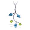 Image 1 : 14k Solid Gold Blue Topaz & Peridot Necklace
