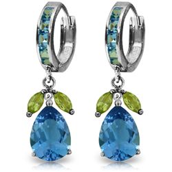 14K White Gold 12.0ct 1.3ct Blue Topaz & Peridot Earring