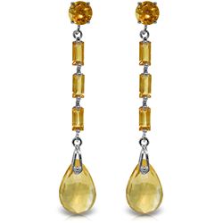 14K White Gold 6.0ct 1.35ct & 1.25ct Citrine Earring