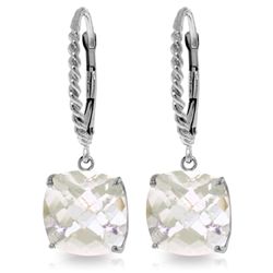 14k White Gold 7.20ct White Topaz Leverback Earrings