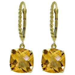 14k Y. Gold Cushion Shaped 7.20ct Citrine Earrings