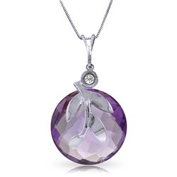 14k White Gold 5.30ct Amethyst Necklace with Diamond