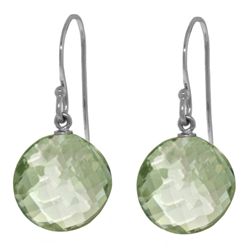 14k WG 12.00ct Green Amethyst Fish Hook Earrings