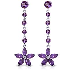 14k WG Amethyst Flower Dangle Earrings
