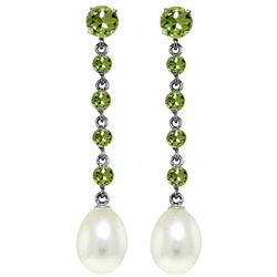 14k WG Peridot and 8.00ct Pearl Chandelier Earrings