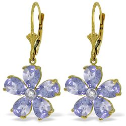 14k Solid Gold 4.40ct Tanzanite & Diamond Earrings