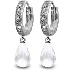 14K White Gold 4.5ct White Topaz & Diamond Earring