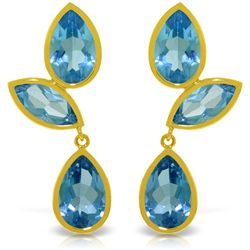 14k Y. Gold Alluring 10.00ct & 3.00ct Blue Topaz Earrings