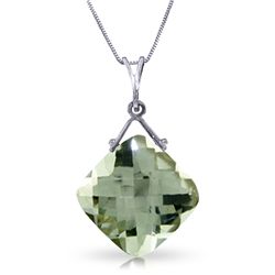14k WG 8.75ct Cushion Green Amethyst Necklace