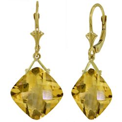 14k Gold 17.50ct Cushion Citrine Earrings