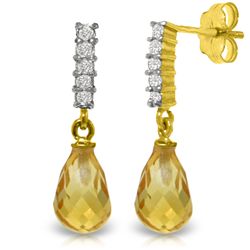 14k 4.50ct Citrine Earrings with Diamond Accents