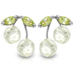 14k WG Peridot & White Topaz Petite Earrings