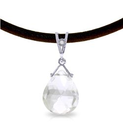 14K White Gold 6.50ct White Topaz & Diamond Necklace
