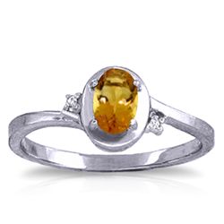 14K White Gold .50ct Oval Citrine & Diamond Ring
