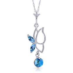 14k White Gold Blue Topaz Butterfly Necklace