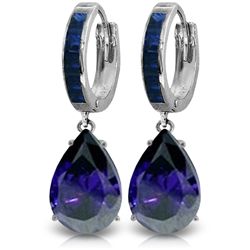 14K White Gold 9.3ct & 1.3ct Sapphires Dangle Earring