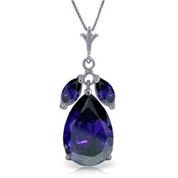 14K White Gold 4.65ct & .50ct Sapphires Necklace