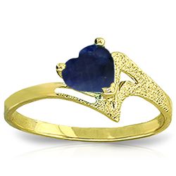 14K YELLOW GOLD 1.00ct HEART NATURAL SAPPHIRE RING