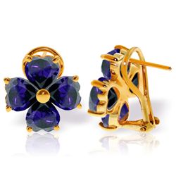 14k Yellow Gold 7.20ct Sapphire French Clip Earrings