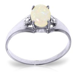 14K White Gold .45ct Oval Opal & Diaomond Ring