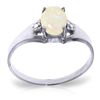Image 1 : 14K White Gold .45ct Oval Opal & Diaomond Ring