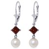 Image 1 : 14k WG 1.0ct Garnet & Pearl Dangle Earrings