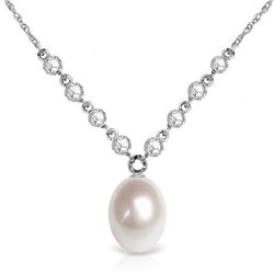 14k White Gold Pearl & 0.80ct Diamond Necklace