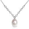Image 1 : 14k White Gold Pearl & 0.80ct Diamond Necklace