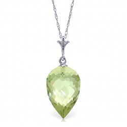 14k WG 9.50ct Green Amethyst Briolette Necklace