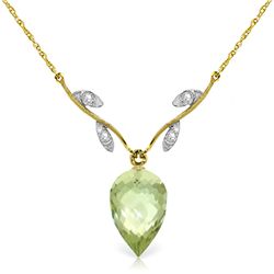 14k YG 9.50ct Green Amethyst & Diamond Necklace