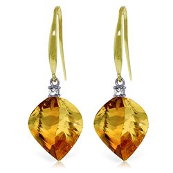 14k YG 23.50ct Spiral Citrine & Diamond Earrings