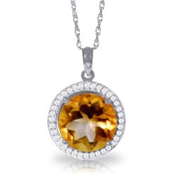 14K White Gold 6.0ct Citrine & Diamond Necklace