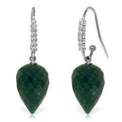 14K White Gold 25.8ct Emerald & Diamond Hook Earring