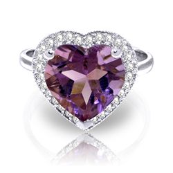 3.24ct 14k White Gold Ring Diamond Heart Amethyst