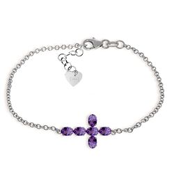 1.7ct 14k White Gold Cross Bracelet Natural Amethyst