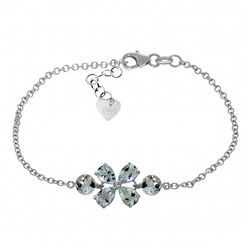 14K WG 2.15ct PEAR & ROUND AQUAMARINE BRACELET