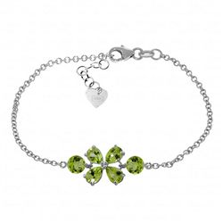14K White Gold 2.15ct & 1.0ct Peridot Flower Bracelet