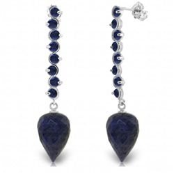 14K White Gold 26.10ct & 3.10ct Sapphire Drop Earring