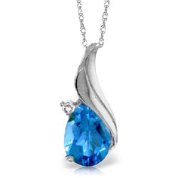 14k Gold Teardrop Blue Topaz Necklace with Diamond