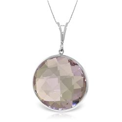 14K White Gold Necklace with 18.00ct Round AMETHYST